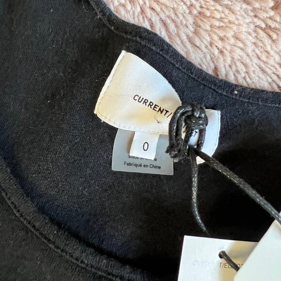 NWT Current/Elliot Black The Tied Up Muscle Linen Blend Tank Top Size 0 FLAW - Picture 5 of 14